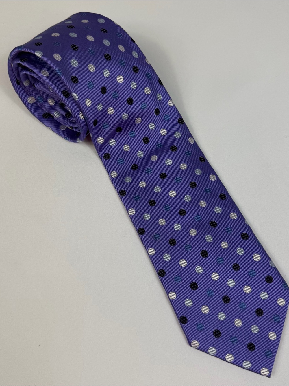 Ferucci Purple Polka Dot 100% Silk Men’s Necktie 58” Classic Width
